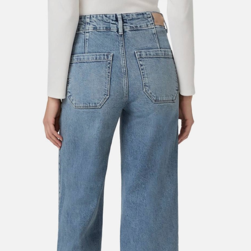 PAIGE Two-Tone Blue Flare Jeans - Picture 2 of 8